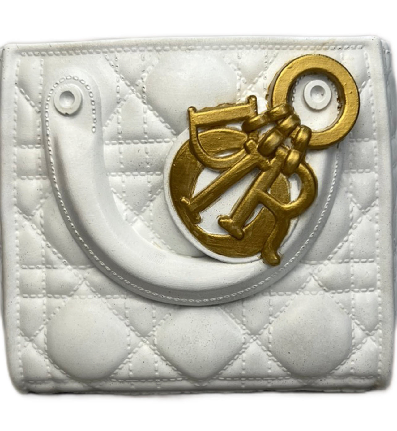 White / Gold D Candle