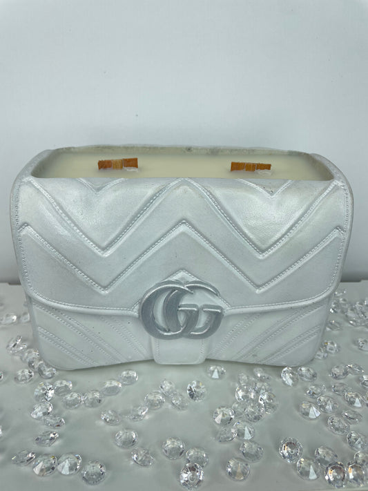 White / Silver G Candle